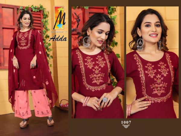 Adda Plazo Rayon Embroidery Designer Readymade suit